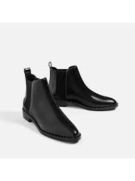 Zara man men's dark brown leather chelsea boots uk 11 eu 45. Zara Studded Flat Ankle Boots Boots Ankle Boots Flat Studded Ankle Boots