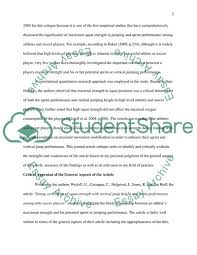 Title page, abstract, main body and references. Sports Science Journal Article Critique Essay