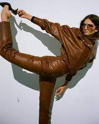 Lpa On Instagram The Over Sized Leather Jacket In Brown And Her Little Matching Pants Available In The Link Jacken