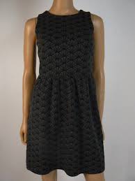 Ann Taylor Loft Charcoal Black Scalloped Print Warm Fit Flare Dress New A804 Fit Flare Dress Fit Flare Black Charcoal