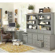 Original Home Office 5 Cabinet Credenza With Wood Top Ballard Designs In 2021 Home Office Design Home Home Office Decor