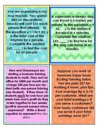 Linear Equation Word Problems Worksheet Task Cards Sim Word Problems Word Problem Worksheets Task Cards