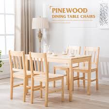 Gently sand the edges of kitchen table and chairs set in random places to sand away some of the color and expose the underside stain to retain the country. Mecor 5 Piece Kitchen Table Set Natural Pine Wood Table And 4 Chairs Walmart Com Walmart Com