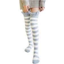 2018 Winter Japanese Mori Girl Animal Modeling Knee Striped Cute Kawaii Cozy Long Thigh High Socks Compr Socks Women Long Winter Coats Women Women Socks Winter