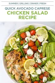 15 Minute Avocado Caprese Chicken Salad Recipe Healthy Dinner Idea Recipe In 2020 Salad Recipes Healthy Dinner Healthy Chicken Salad Recipe Best Salad Recipes