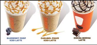 Dunkin Launch Of Three New Signature Lattes Blueberry Crisp Latte A Latte W Blueberry Caramel Flavors Crown Dunkin Donuts Iced Latte Recipe Dunkin