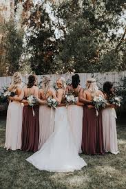 Two Tones Or Alternating Colors For Bridesmaid Dresses Creates A Beautiful Bridal Party Line Up Wedding Bridesmaids Bridesmaid Malibu Wedding