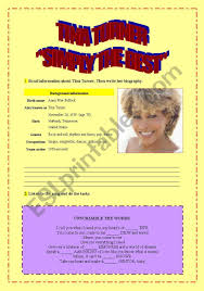 Tina turner doc shows off singular talent. Simply The Best Tina Turner Esl Worksheet By Pawag