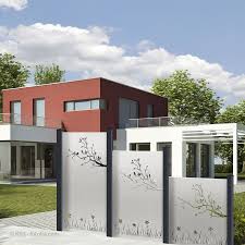 Edelstahl Sichtschutz Motiv Ast Vogel Wiese Blumen Trennwand Edelstahl Geburstet Ral 7016 Blog For Pinterest Stainless Steel Screen Landscape Decor Fence Design