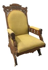 An upholstered antique rocker's most appealing characteristic is the cushioned connection between your bones and the frame of the chair. Early 20th Century Antique Wooden Glider Rocking Chair Chairish