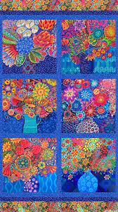 A colorful addition for hats, scarves, blankets, bags or any project that needs a little something extra. Floral Fantasy Arrangements 24 X 44 Panel Digital Print Quilt Fabrics From Www Equilter Com Colorful Quilts Flower Quilts Floral Quilt