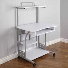 Small Compact Mobile Portable Computer Tower With Shelf Desk With Wheels Desk Shelves Home Office Furniture Portable Desk