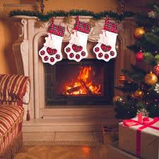 Christmas stocking — uk / us noun countable word forms christmas stocking : Christmas Stocking Decorative Pet Paw Dog Bone Patterns Stockings Fireplace Hanging Stockings For Home Decor Walmart Com Walmart Com