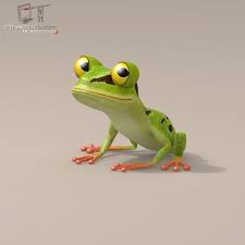 Frog Cartoon Character 3d Model Flatpyramid Frog Cute Frogs 3d Model Character