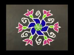 Easy Rangoli Design With Colours For Festivals And Competitions With Dots 9x5 Beautiful Kolam Easy Rangoli Designs Rangoli Designs Colorful Rangoli Designs