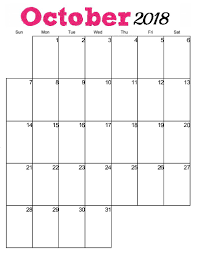 The printable pdf calendar includes both sunday and monday start versions and comes in a horizontal and vertical format. Free Printable October 2018 Vertical Calendar Vertical Calendar Printable Blank Calendar Blank Calendar