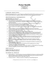 Medical Transcriptionist Resume Example