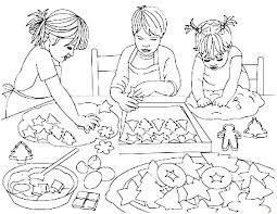 Whenever i think of christmas cookies, gingerbread cookies come to mind first. Three Kids Baking Cookies Coloring Pages Best Place To Color