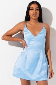 Eva Satin Mini Dress Mini Dress Light Blue Mini Dress Blue Mini Dress