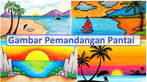 Cara menggambar pemandangan pantai mudah youtube cara menggambar seni krayon ilustrasi. Gambar Pemandangan Pantai Yang Mudah Ditirukan Carilahmas Com
