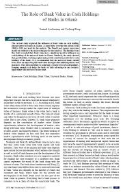 Cash management (including placement/movement of funds in various trusts). The Role Of Bank Value In Cash Holdings Of Banks In Ghana European Journal Of Business And Management Research