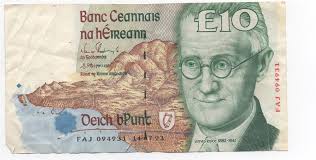 10 Pound Central Bank Of Ireland 1993 James Joyce Ten Pounds Bank Notes Ireland James Joyce