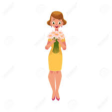 Check spelling or type a new query. Woman Girl In Yellow Dress Holding Bunch Of Daisy Flowers Cartoon Royalty Free Cliparts Vectors And Stock Illustration Image 80975741