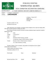 Tanda tangan dan stempel, pada bagian inilah yang membedakan antara surat resmi dan tidak resmi, pada surat resmi kamu harus bubuhkan tanda tangan dan stempel organisasi atau lembaga. Undangan Pengurus Ranting