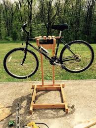 Homemade Wooden Bicycle Stand With Dual Mounting Wooden Bicycle Bicycle Stand Bike Repair Stand