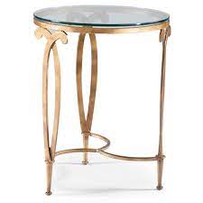 Brown round wicker outdoor patio table with glass top and steel frame. Round Glass Top Accent Table