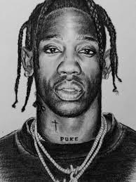 Drawing of Travis Scott in Black and White