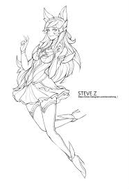 Artstation Star Guardian Ahri Steve Zheng Fairy Coloring Coloring Pages Coloring Books