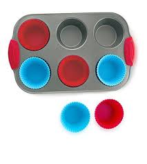 Nonstick Bakeware 6cup Muffin Pan With Silicone Cupcake Liners Set Of 6 By Boxiki Kitchen Premium Nonstic Silicone Cupcake Liners Muffin Pan Nonstick Bakeware