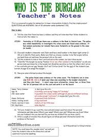 Who Is The Burglar 30 Conversation Cards Roleplay Class And Group Speaking Conversation Cards Esl Lessons Speaking Games