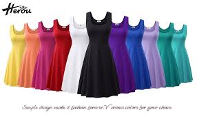 Herou Women Summer Beach Casual Flared Midi Tank Dress Small Black At Amazon Women S Clothing Sto Flare Dress Casual Casual Dresses For Women Womens Dresses