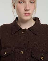 Barrie Women's Brown Denim Oversized Cashmere And Cotton Jacket