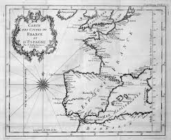 Plastifiée pour écriture au marqueur effaçable à sec, velleda. Carte Des Costes De France Et D Espagne France Espana Spain Portugal Carte Map Karte Kupferstich Antique Print Von Bellin Jacques Nicolas 1750 Karte Antiquariat Steffen Volkel Gmbh