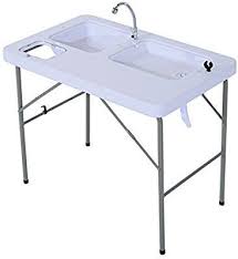 Amazon Com Outsunny 40 Portable Folding Easy Clean Camping Table With Faucet And Dual Water Basins Gard Camping Table Folding Camping Table Camping Chairs