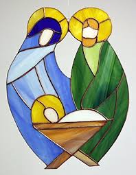 Glas Fensterbild Glashanger Krippe Glasbild 28 X 21 Cm Tiffany Glas Amazon De Kuche Haushalt Glasmalerei Weihnachten Weihnachtsbild Farbe Fur Glas