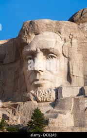 Scultura di Abraham Lincoln nel Mount Rushmore National Memorial. Keystone,  South Dakota, Stati Uniti Foto stock