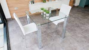 Tiva 2 To 4 Seater Small Glass And Chrome Dining Table Square Glass Dining Table Glass Dining Table Small Glass Dining Table