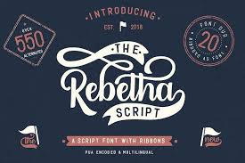 Invitations, greeting cards, posters, name card, quotes, blog header, branding, logo, fashion, apparel, letter, Rebetha Font Duo And Extras With Images Font Bundles Fonts Design
