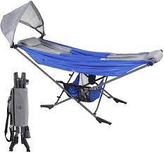 Guide gear foldable and portable hammock. Mock One Hammock Stand Portable Folding Self Insulation Style All Inclusive Design For Indoor Patio Garden Home Leisure Activities And Festivals Blue Grey Amazon De Garden