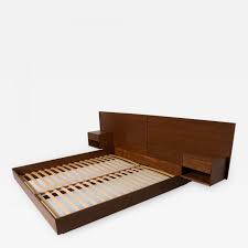 1960s jesper queen platform bed, 1960s. Pablo Romo Modern King Size Platform Bed With Floating Nightstands In Walnut