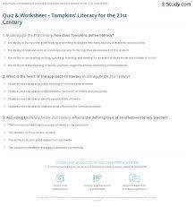 Originating in the 1940s, rhythm and blues music is still a popular music genre today with artists such as beyonce, drake, and usher often dominating the charts. Quiz Worksheet Tompkins Literacy For The 21st Century Study Com