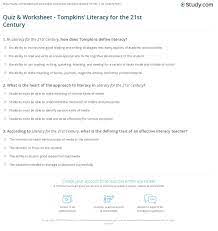 Many were content with the life they lived and items they had, while others were attempting to construct boats to. Quiz Worksheet Tompkins Literacy For The 21st Century Study Com