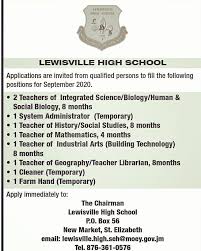 Teachers Temporary Jobwerld Com Caribbean Jobs Online Jobs Lewisville High School