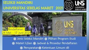 Pendaftaran online dilaksanakan pada 7 april hingga 18 juni 2021. Seleksi Mandiri Universitas Sebelas Maret Sm Uns 2021 Youtube