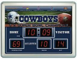 Nfl Dallas Cowboys 14 19 Inch Scoreboard Clock Thermometer Dallas Cowboys Scoreboard Dallas Cowboys Cowboys