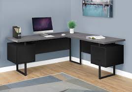 A table is a versatile piece of furniture, often multitasking as dining, working, studying, gaming, and living area. Computer Desk 70 L Black Grey Top Left Right Facing Monarch Specialties I 7432